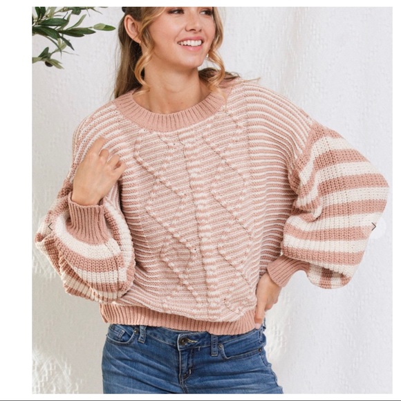 15 Boho Perfect Stripe Cable Sweater - Picture 6 of 7